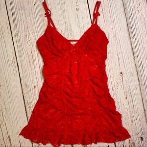 Flora Red Lace Chemise Lingerie Size Small